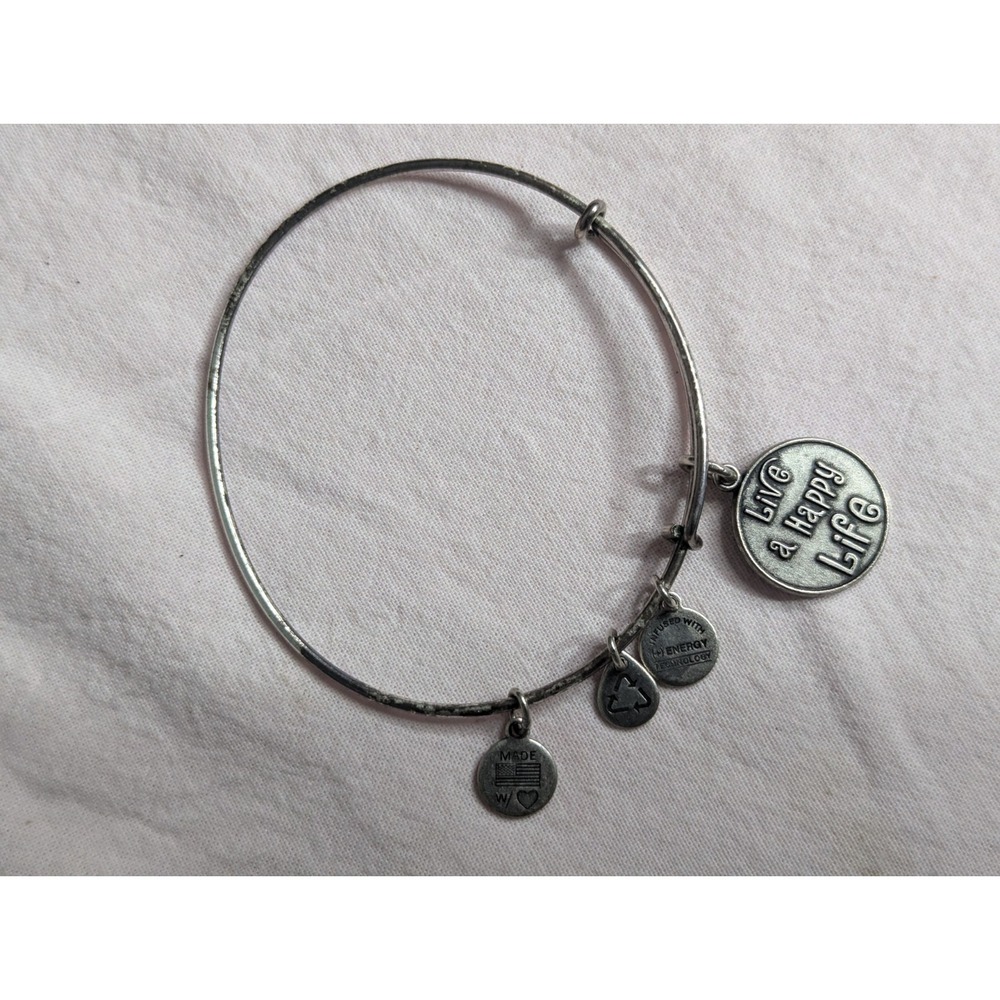 Alex and Ani 2014 +energy‎ bangle bracelet USA made LIVE A HAPPY LIFE charm